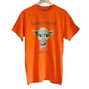 Star Wars Dad Shirt Yoda Best Dad Every Love You I Do Orange Men's Size Medium